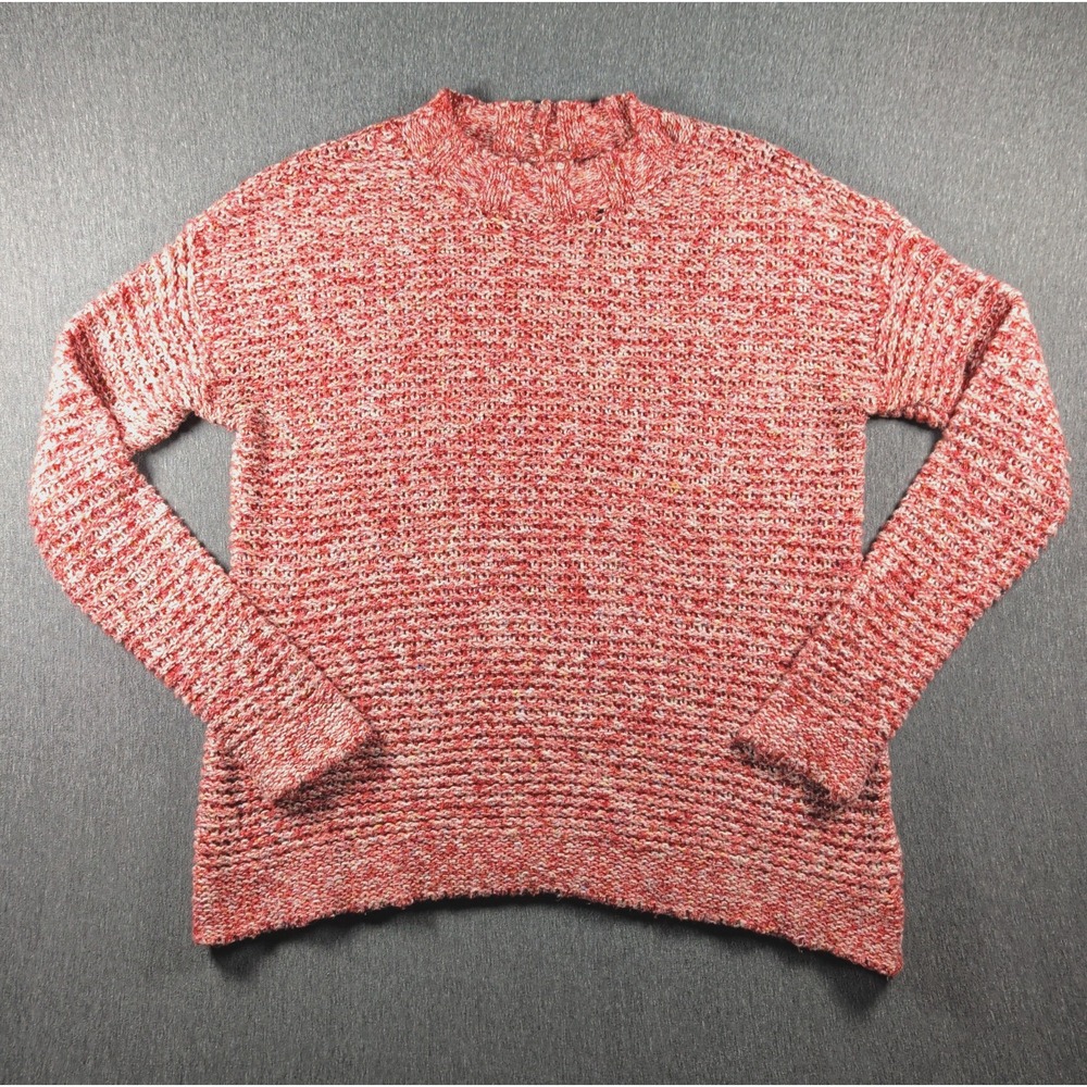 Crochet Knit Sweater Red St Johns Bay Round Neck Sz L Granny Grunge Cottage Soft